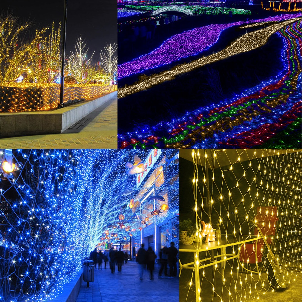 3m x 2m 200 led nätljus gardin nätslinga ljus 1.5 x 1.5m 96 leds utomhus hem år julljus dekoration 220v 110v