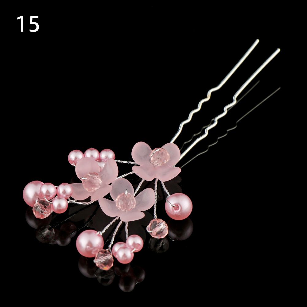 1 Stuks Bruids U-Vormige Pin Metalen Barrette Clip Haarspelden Strass Parel Vrouwen Haaraccessoires Bruiloft Kapsel Tools: WHITE