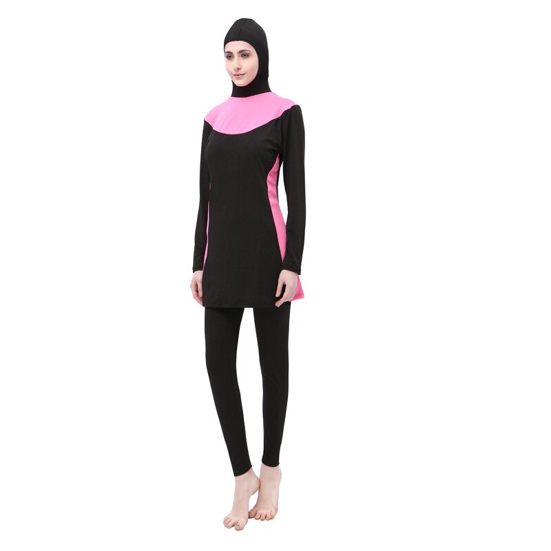 Due-Pezzi Musulmano Delle Donne Spa Costumi Da Bagno Costume Da Bagno Islamico Pieno Viso Hijab Nuoto Beachwear del Costume Da Bagno Dei Vestiti di Sport Burkinis