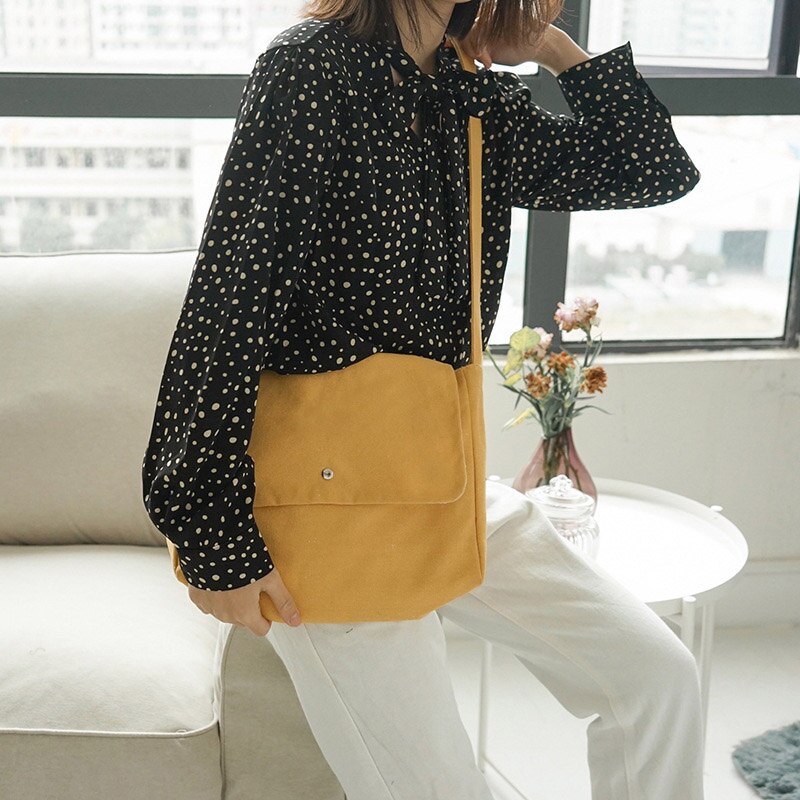 Sac en tissu de coton Simple pour femmes, fourre-tout décontracté, sacs d'école, sacoches pliables à fermeture éclair souple: YELLOW