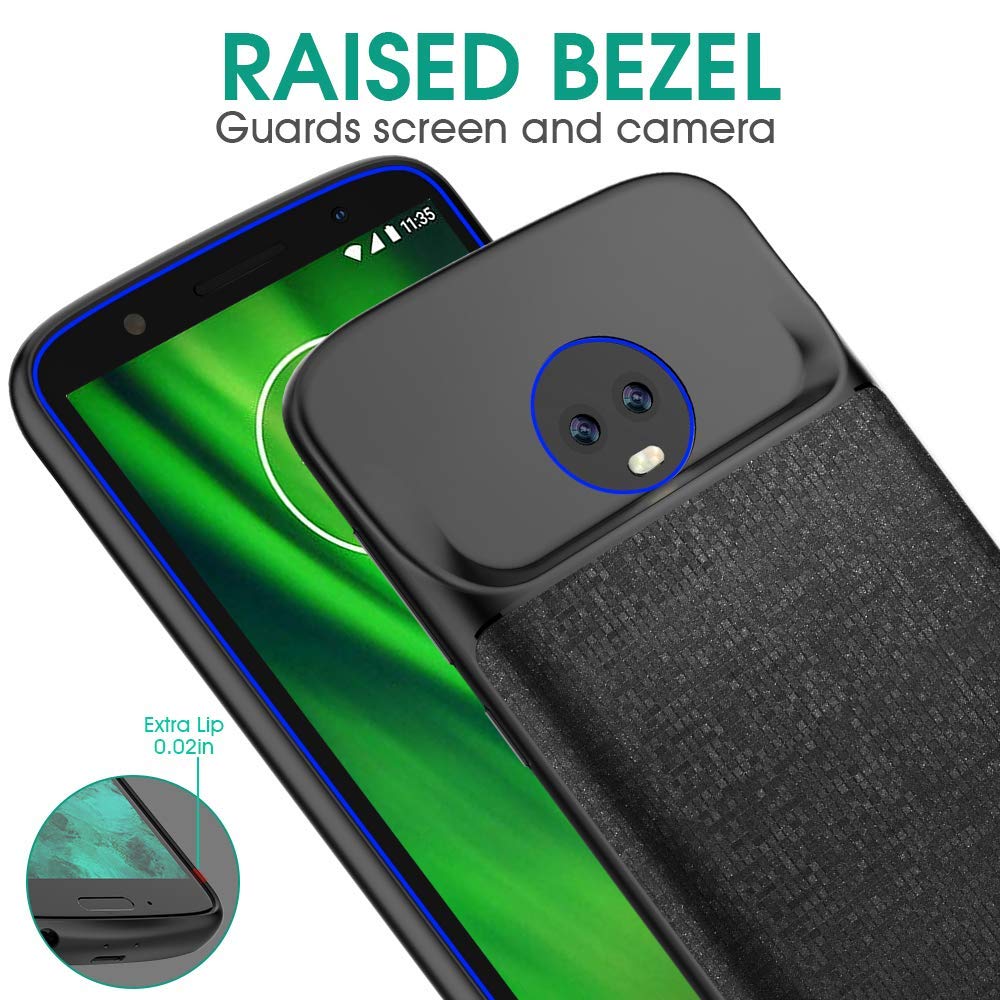 NEWDERY Portable Battery case for Moto G6 soft TPU Raised Bezels 4000mAh for Motorola G6 charger case black