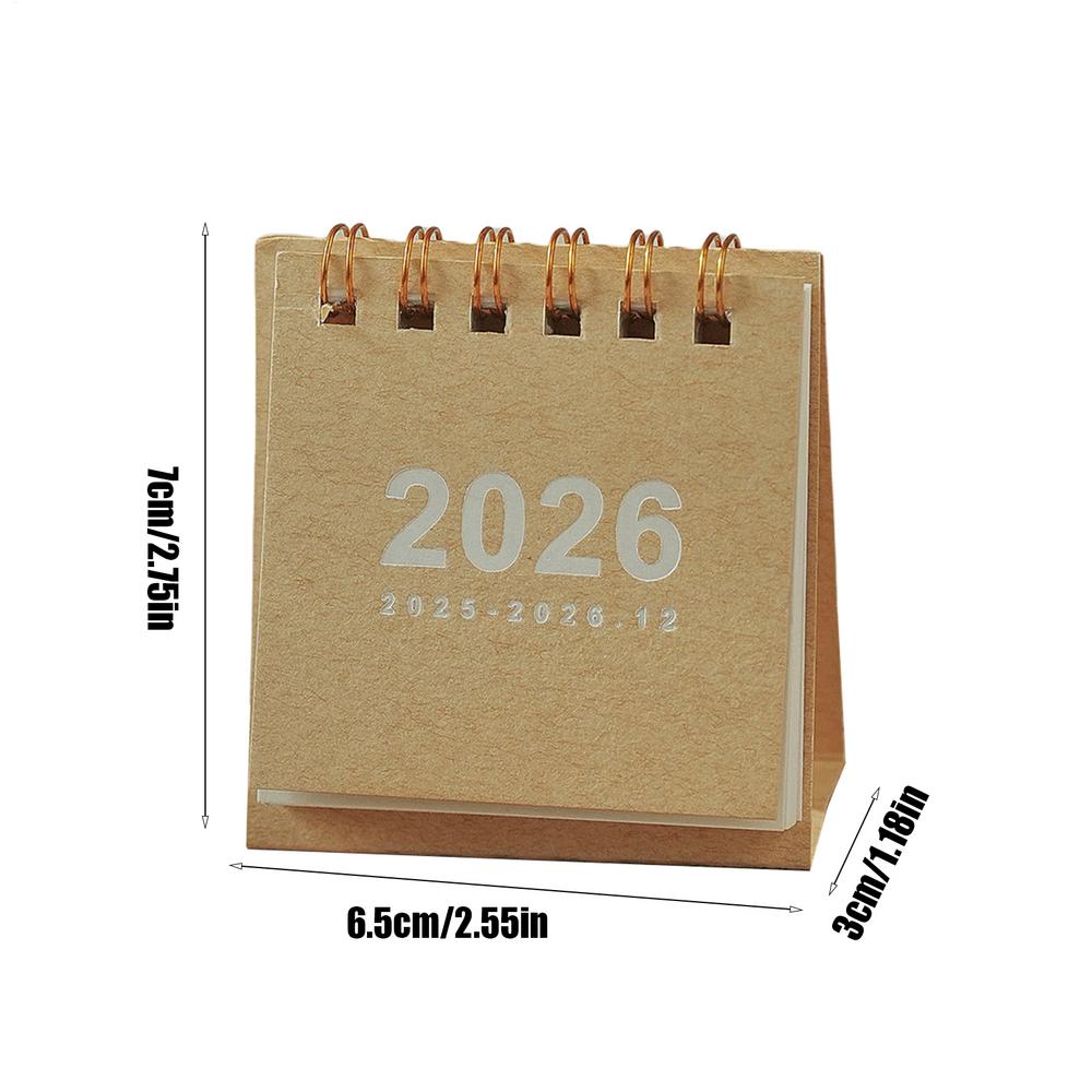 2025-2026 bureaukalender, van mei 2025 tot december 2026, kleine kalender van 20 maanden, 6,5x7x3cm papieren kleine bureaukalender kalender: Rood