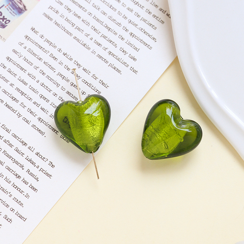 5 stk. 20*20mm retro farvede glasperler med lige hul, hjerteformede perler, gør-det-selv-smykker, halskæde, armbånd, øreringe, tilbehør: Gul