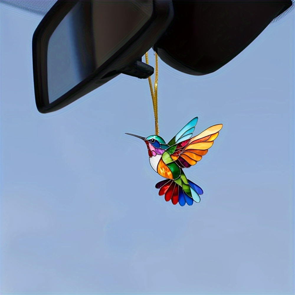 Acrylic Colorful Hummingbird Sun Catcher Rainbow Bird Wind Chimes Crafts Hanging Decor for All Seasons Home Garden Decoration