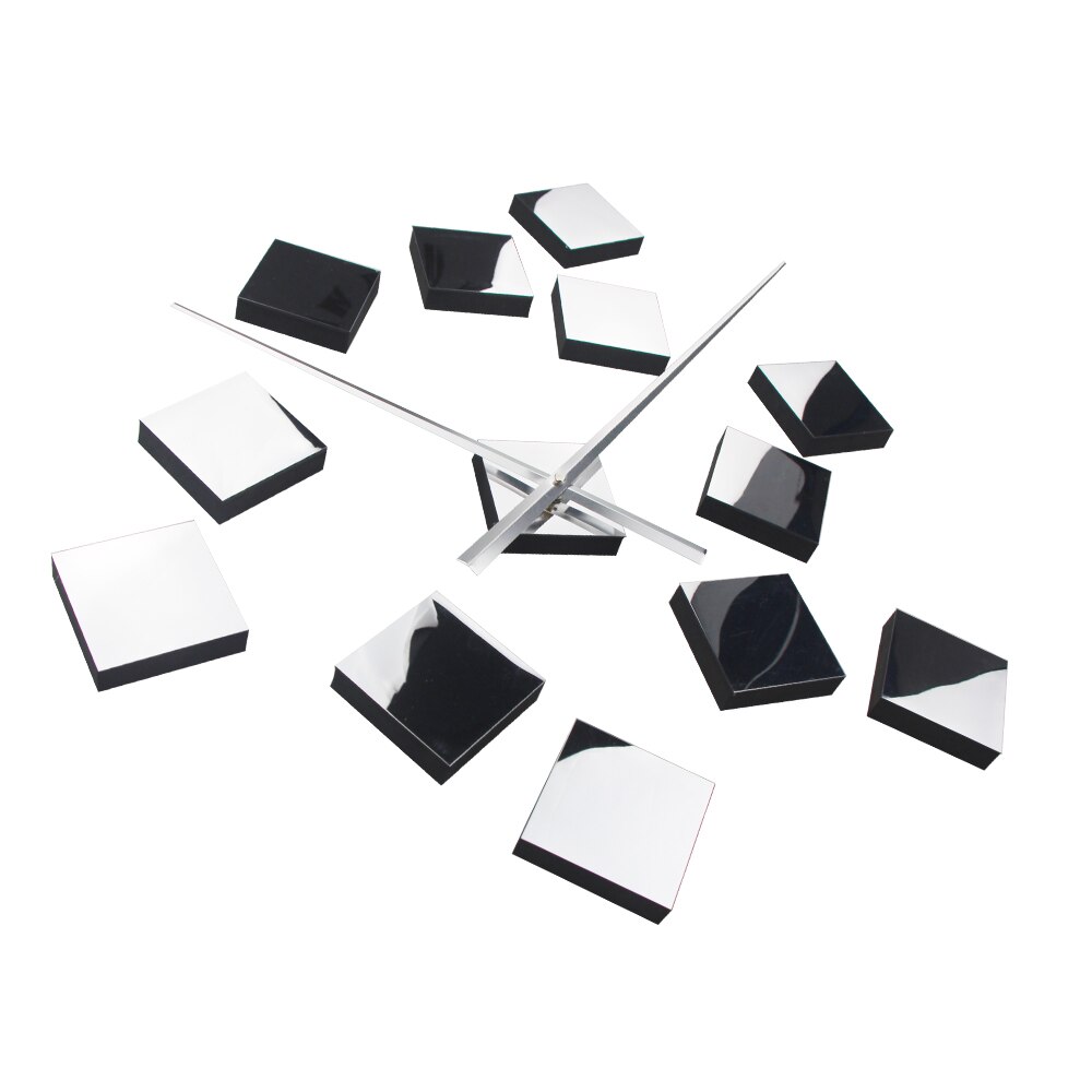 Large 3D Wall Clock Mirrored DIY Mute Cube Modern Time Watch Clock In Square Shape Home Decor Wall Clocks