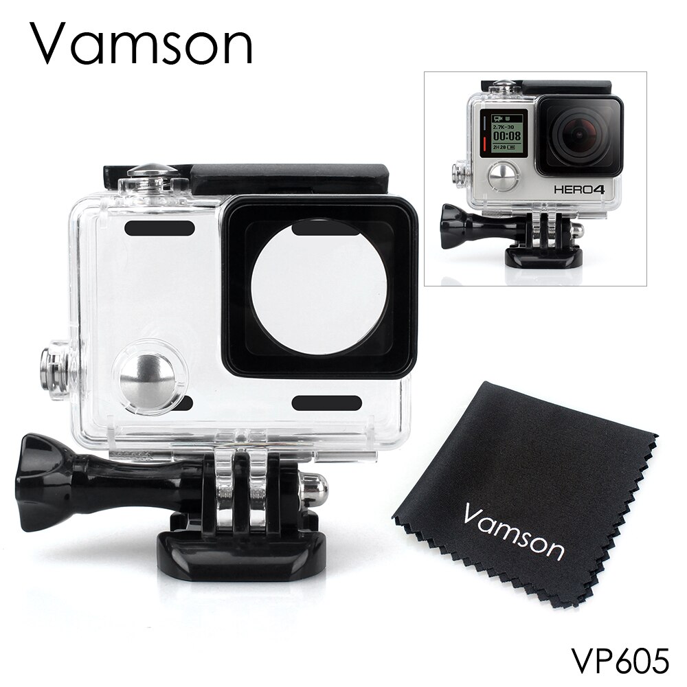 Vamson Waterdichte Case voor Go Pro Hero 4 3 + Zwart voor Gopro Action Sport Camera Camera Surfen Duiken Accessoire VP605