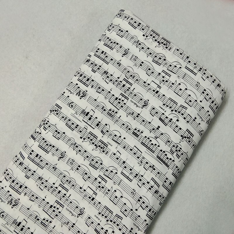 Clásico blanco negro música nota Musical estampado con de notas tela de algodón 50x105cm para DIY de coser bolsa de tela de la decoración del hogar: design 1