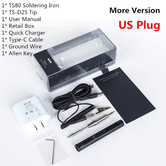 MINI estación de soldadura Digital TS80 QC3.0 USB tipo C OLED TS K4 D25 B02 J02 BC02, juego de herramientas, bolsa de almacenamiento con enchufe de EE. UU. Y UE