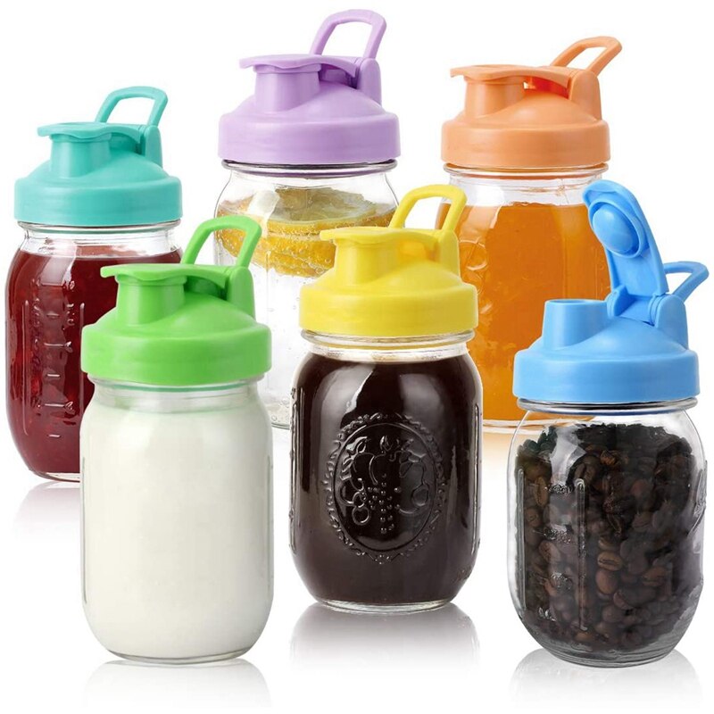 Mason Jar Lids, 6 Pack Regular Mouth Mason Jar Lids Reusable Canning Lids with Flip Top Lid Leak-Proof Seal for Ball