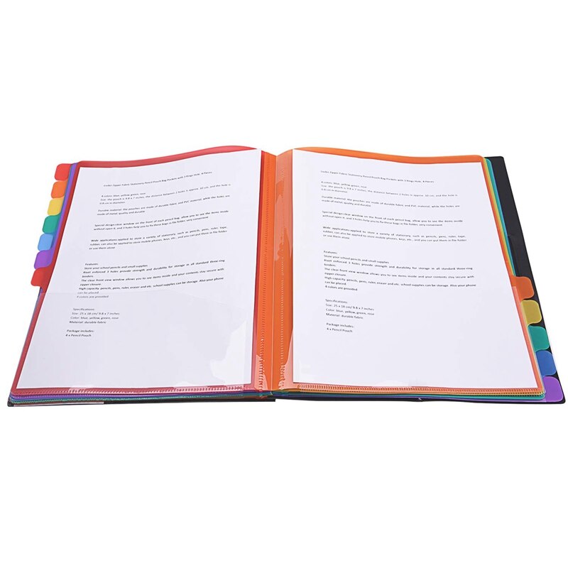 Carpeta extendida, 12 letras de bolsillo, clasificador de papel A4, bolsa de almacenamiento de archivos de plástico, iridiscente