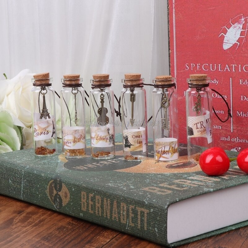 1pc lege, doorzichtige glazen flessen met gelukswensen en kurk als bedankje voor een feestje, 12 oktober