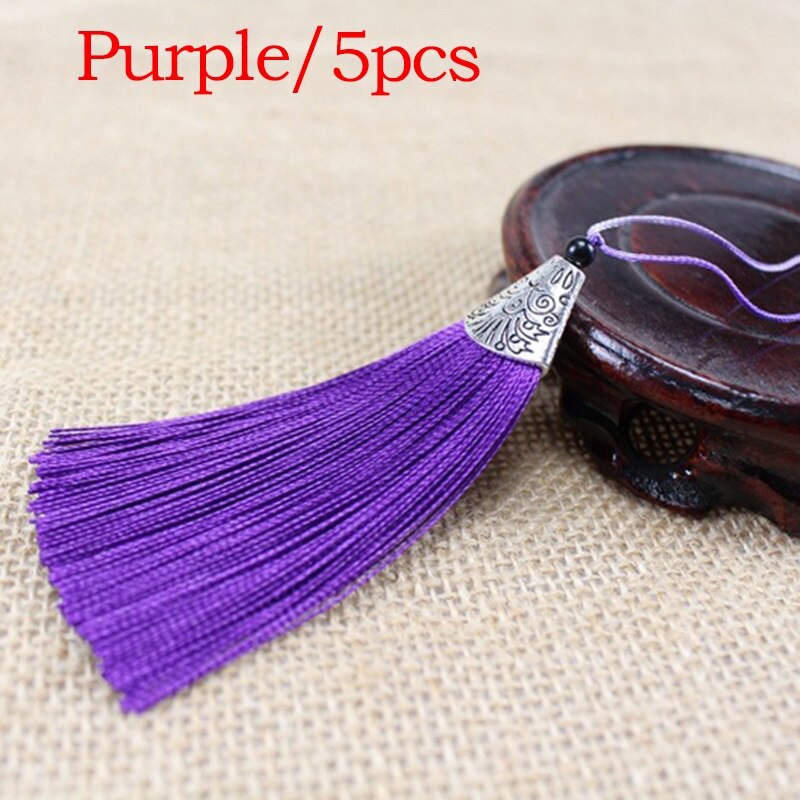 5Stck Gemischte Farbe 8cm Hängenden Seil Seide Quasten Randbereich NäHenne Knall Quaste trimmen Schlüssel Quasten Für Diy Verschönern vorhang Zubehör: 9