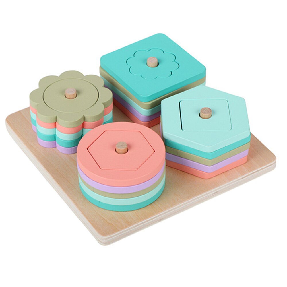 Baby Kids Regenboog Houten Kolom Blokken Sets Educatief Geometrische Vorm Bijpassende Speelgoed Kinderen Stapelen Toys