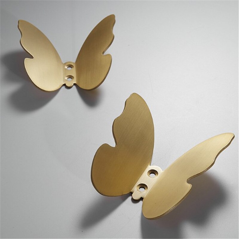 Fjäril mässing dräkt krok dörr väska krokar handdukshängare vägg tyg krokar koppar skåp möbler hårdvara badrumstillbehör