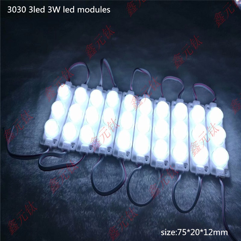 3W 12V LED modules 3030 wit warm wit 3leds Hoogtepunt reclame verlichting optische lens waterdichte ip65 20 stks/partij