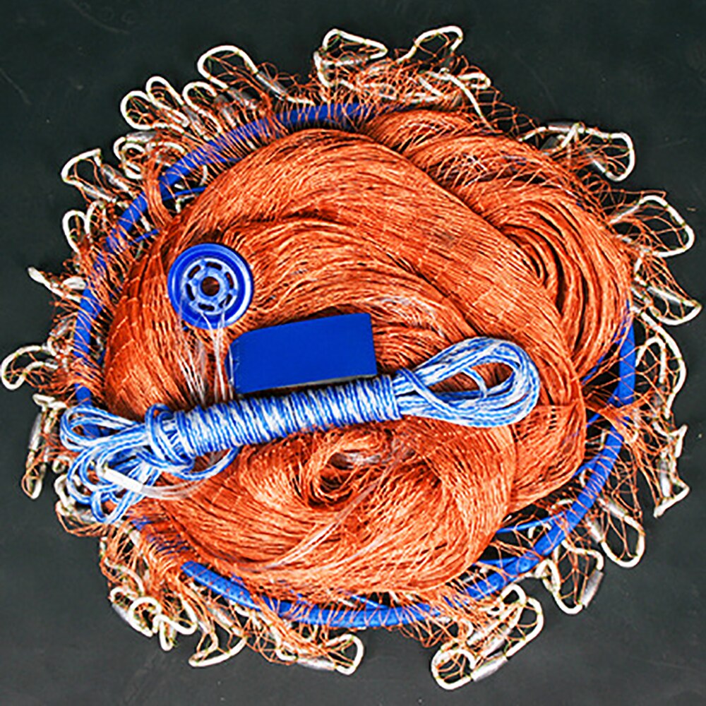 Finefish With sinker Cast Net Fishing Network USA Hand Cast Net Outdoor Throw Catch Fishing Net Tool Gill net: Red