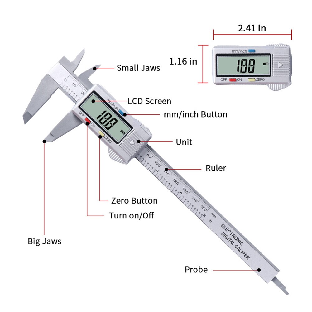 150Mm Lcd Digitale Elektronische Schuifmaat Gauge Micrometer Meten Digitale Ruler Meten