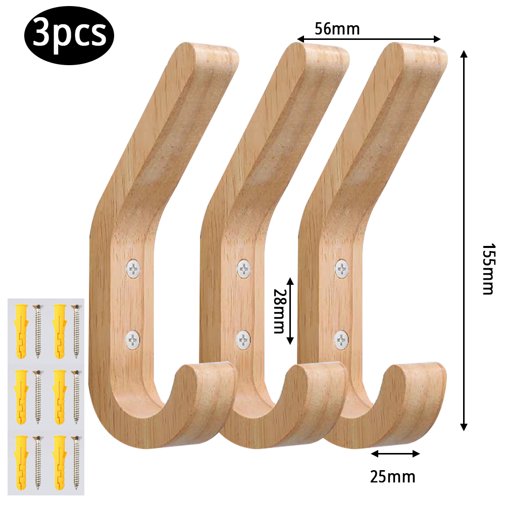 Ganci appendiabiti in legno da parete, resistenti, doppi, con viti, in rovere naturale vintage, accessori per camera da letto: verde chiaro