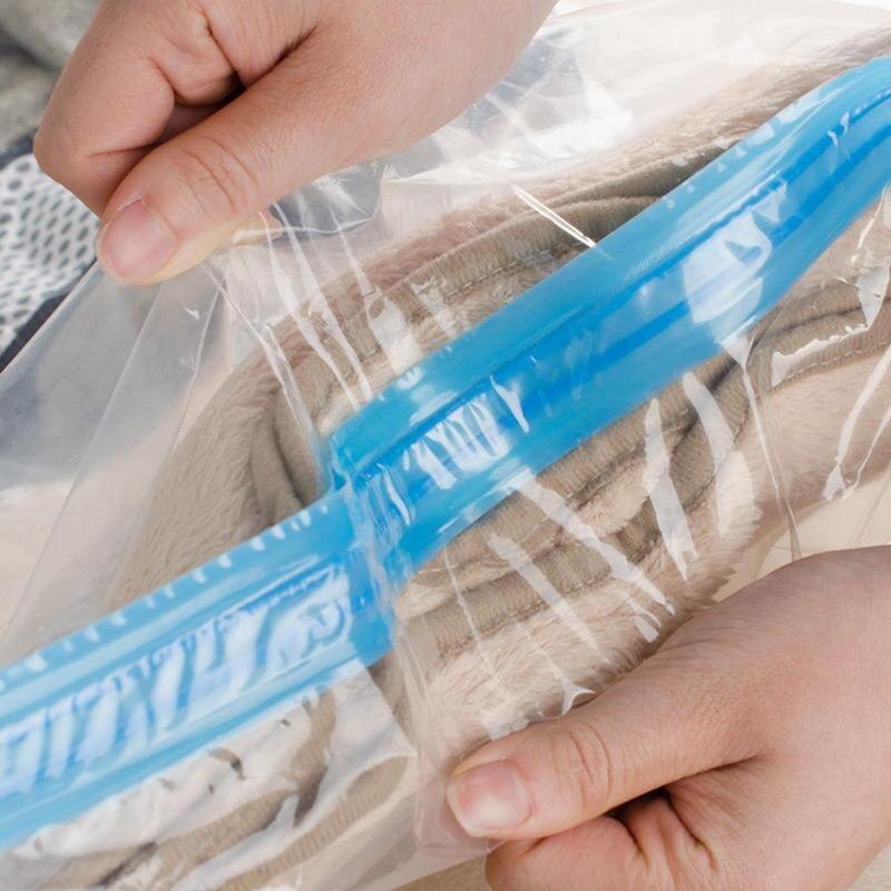 Vacuum Bag Storage Organizer Transparent Border Compressed Saving travel Bags Space Organizador Seal Foldable Extra Lar Z0Q2