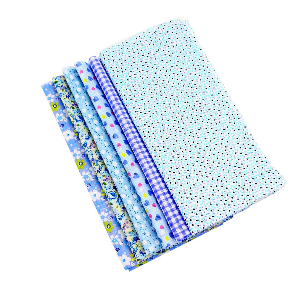 6 unids/lote tela de algodón combinación 50x50cm muñeca de tela accesorios y Material de costura Patchwork textil impresión Floral: Blue