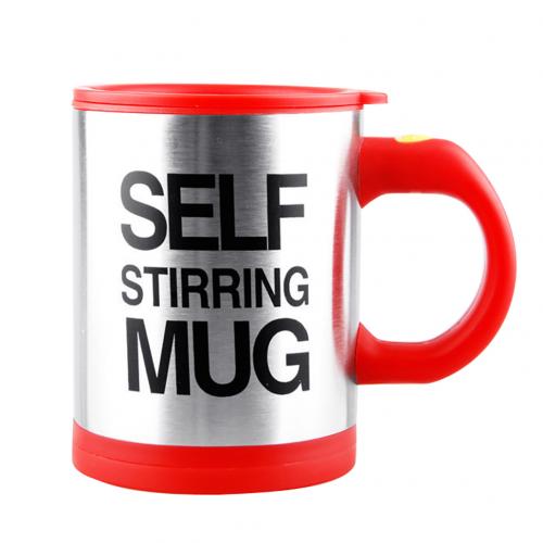 Taza de café de acero inoxidable de 400ml, taza mezcladora automática para café, leche, taza mezcladora, tazas de café aisladas inteligentes: Rojo