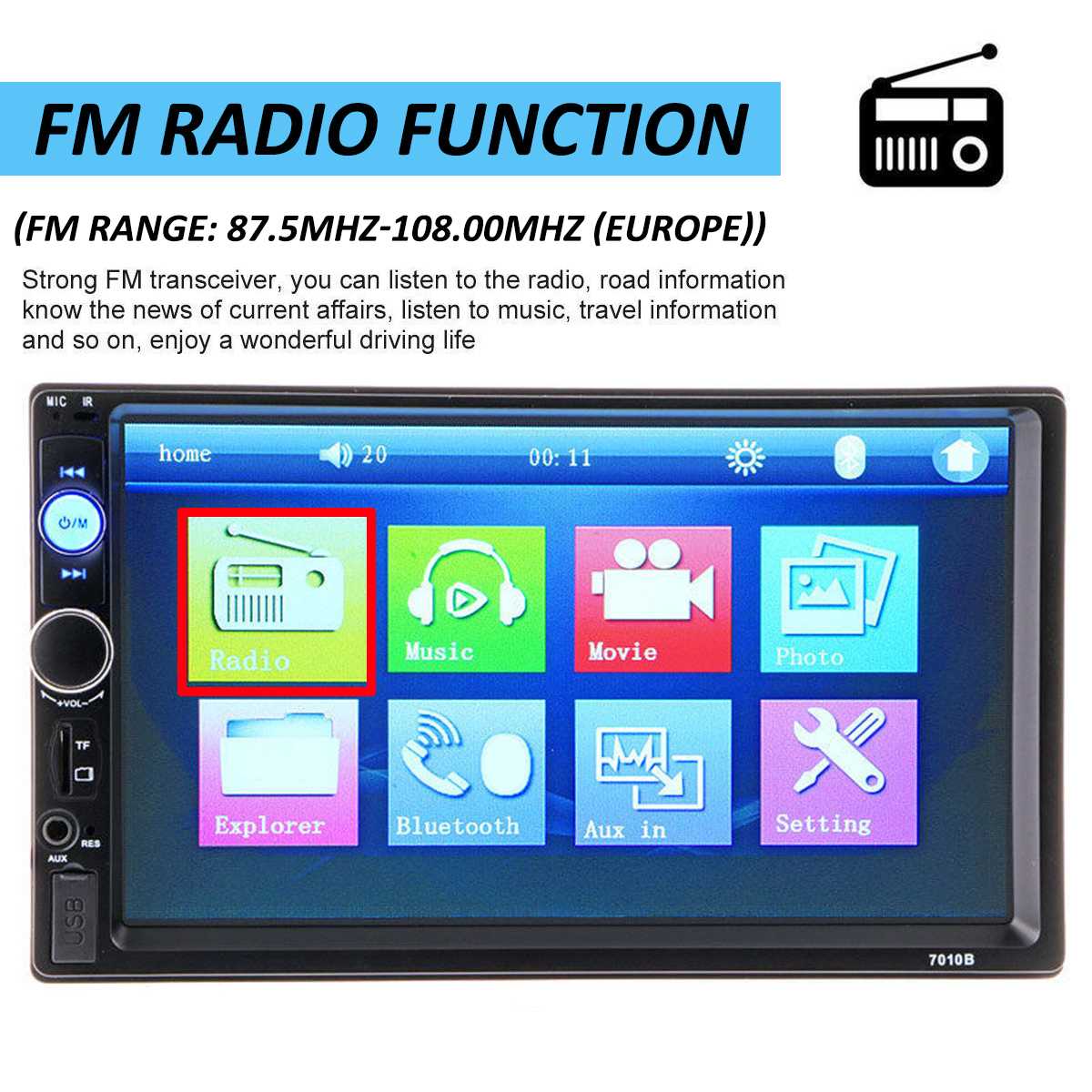 7 Inch 2 Din Auto Fm Stereo Radio MP3 Speler Hd Tft Touch Screen Auto Radio Bluetooth Auto Speler Night vision Achteruitrijcamera