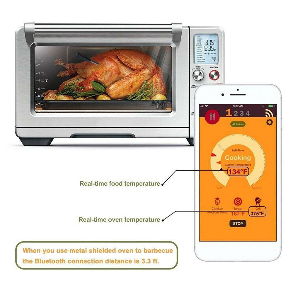 Digital Probe Meat Thermometer For Oven Grill BBQ Smoker Rotisserie Bluetooth Connect Digital Kitchen Tools Barbecue Probe