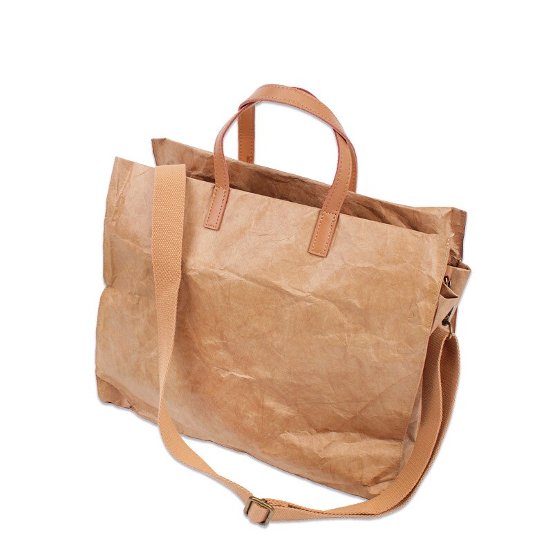 DuPont-Bolso de mano Vintage de gran capacidad para mujer, bandolera de papel Kraft, informal,