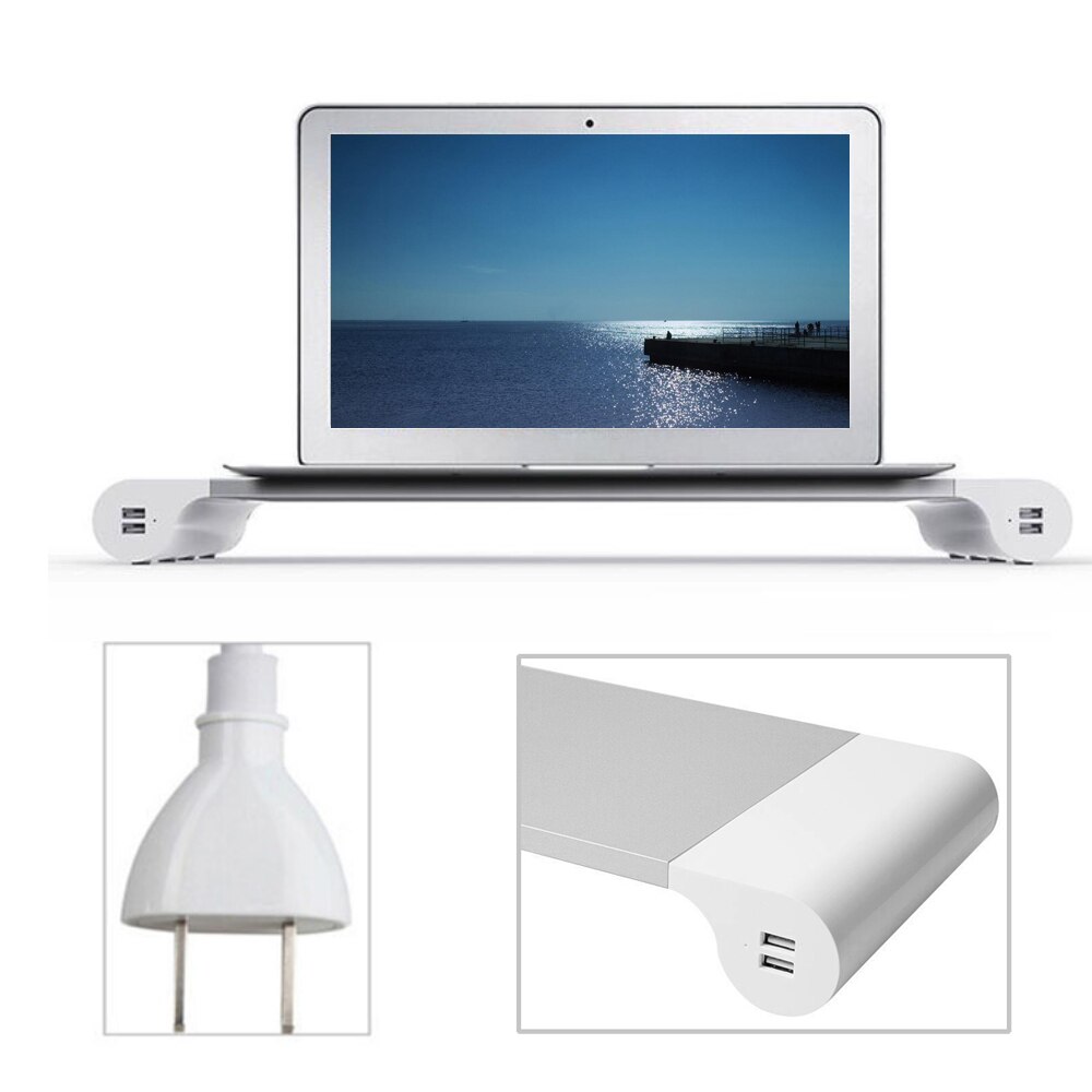 Besegad Aluminium Legierung Monitor Stand Raum Bar Dock Schreibtisch Steigleitung mit 4 USB Häfen für iMac MacBook Computer Laptop Spielereien UNS Stecker