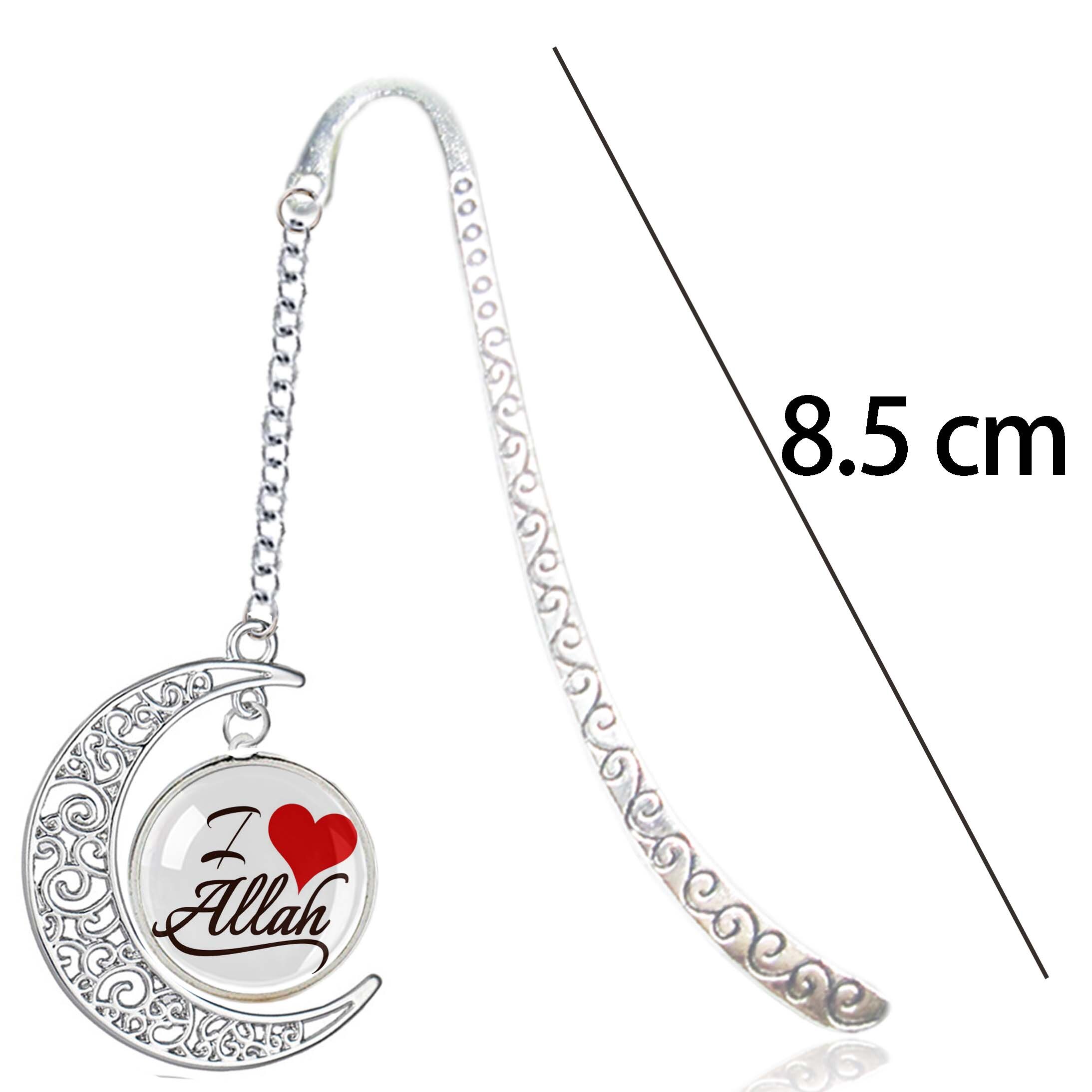 Ik Liefde Allah Moslim Symbool Zilver Allah Half Moon Hanger Koran Muhammad Akbar Libië Metalen Bladwijzers Voor Reading Notebook Boek