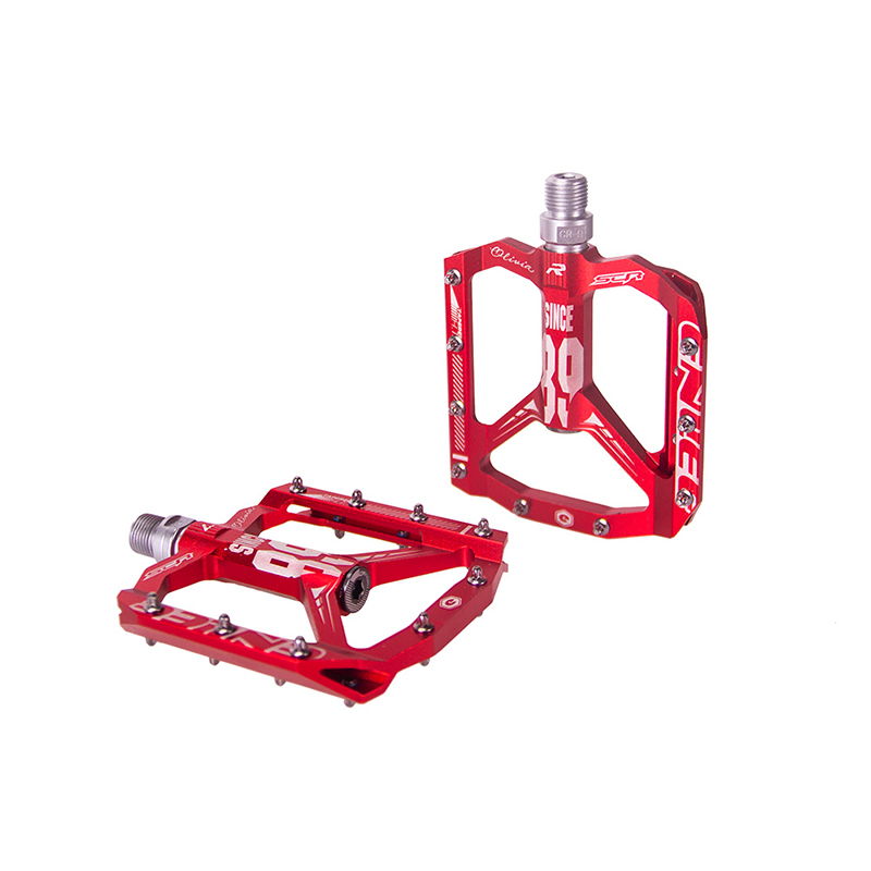 ENLEE MTB bicicleta de carretera pedales sellados ultraligeros CNC pieza de ciclismo aleación DH XC rodamientos antideslizantes huecos Du sistema montaña eje de 12mm: Rojo