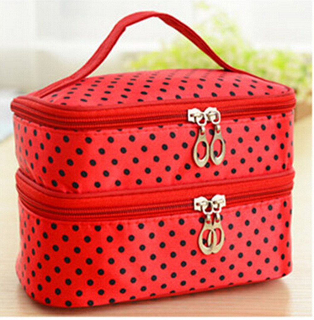 Trousse de toilette cosmétique de maquillage de voyage lavable Double couche pochette de rangement organisateur sac suspendu: Rouge