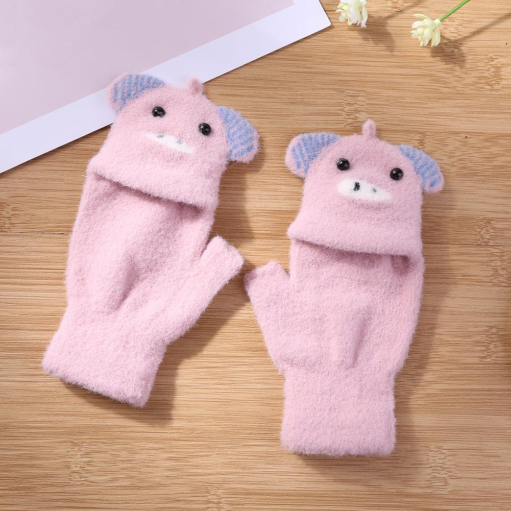 2 stücke freundlicher Warme Handschuhe Mädchen Jungen Halbe Finger Handschuhe Winter Warme Nette Fäustlinge Hand Muff Karikatur Handschuh Für freundlicher 2-6 jahre alt