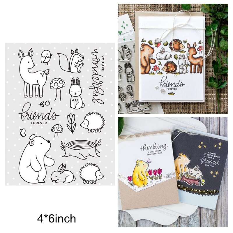 Sellos de silicona transparente para niños y niñas, bonitos animales mezclados, pastel de feliz cumpleaños, abeja, Ángel, unicornio, sello transparente, fabricación de tarjetas artesanales