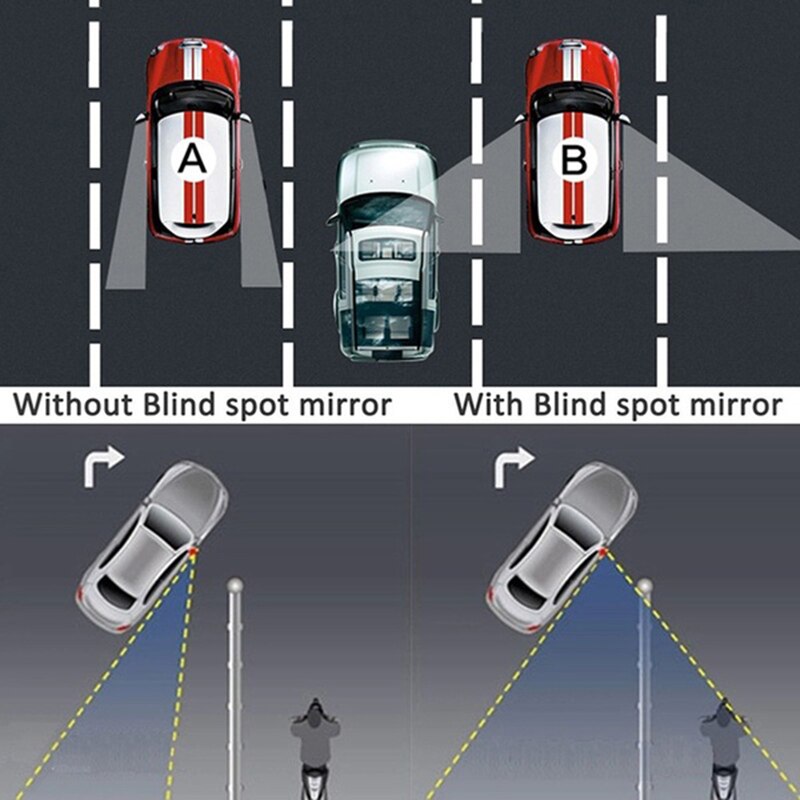 2 stk bil  hd 360 graders vidvinkel justerbar bil bakspejl køretøj blinde vinkel kantløse spejle automatisk bakspejl