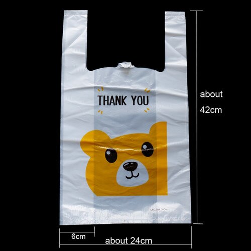 50 sztuk śliczne niedźwiedź plastikowa torba z uchwytami magazyn materiałów piśmienniczych torby dziękuję plastikowe prezent torba koperta poczta torby przewozowe: 24x42cm