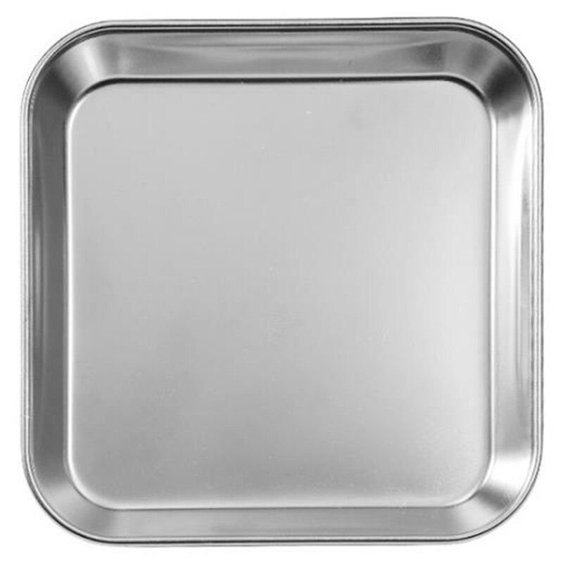 Square Plate Buffet Plate Fruit Plate Barbecue Plate Commercial Flat Base Kitchen Utensils 304 Stainless Steel: Grey