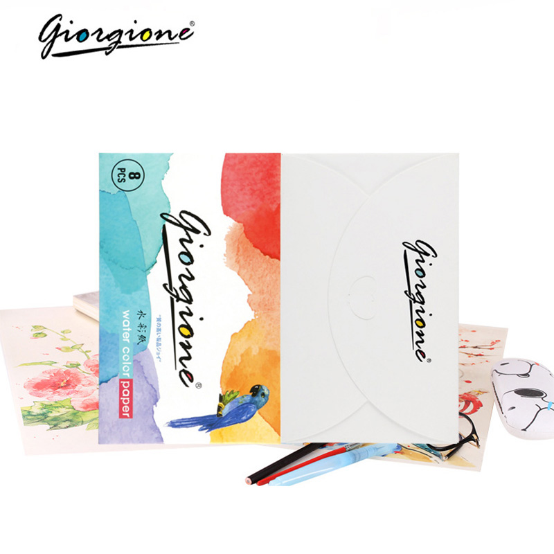 Giorgione-Papel de acuarela para pintar a mano, Bloc de libros de Color al agua, suministros de arte, 230g/m2, 130x210MM, 8 hojas