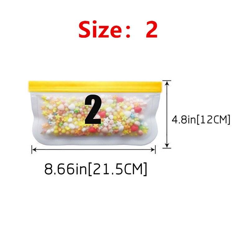 12 unids/set de silicona bolsa de comida de alimentos de silicona bolsa reutilizable fresca congelada mantener bolsa con cierre a prueba de fugas superior bolsa de fruta