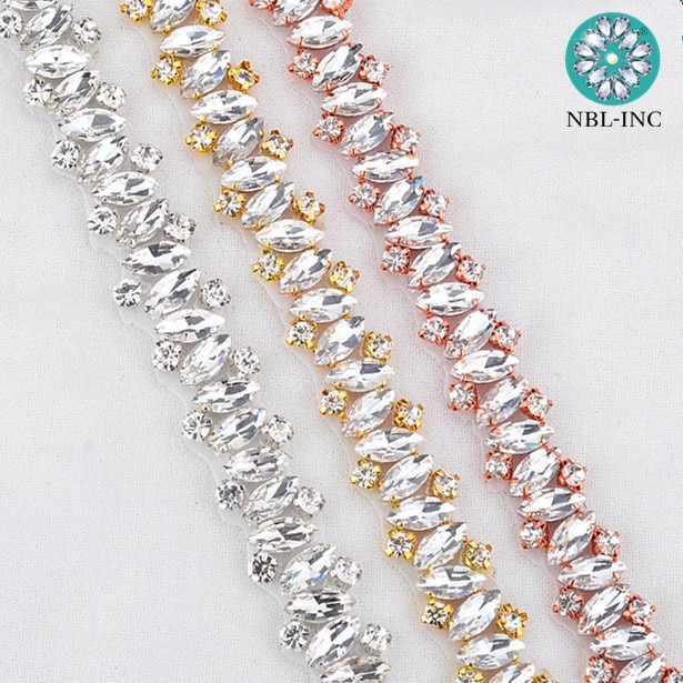 (1 yarda) cinturón de novia plateado, adorno de boda dorado con cristales, accesorios de vestido de novia, faja para vestido de boda WDD0696