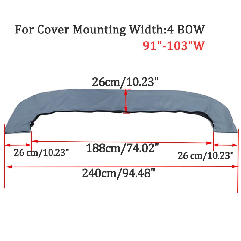 600D 4-Bogen-Bimini-Top-Kofferraumabdeckung ohne Rahmen, Yacht-Bootsabdeckung mit Reißverschluss, UV-beständig, wasserdicht, staubdicht, Marine-Zubehör: Blau