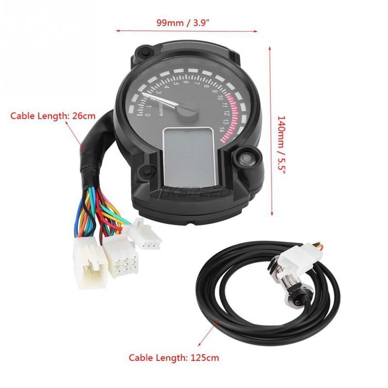 15000 rpm Motocicleta Moderna Digital Medidor de Luz Digital LCD Velocímetro Tacómetro Odómetro Ajustable 7 colores