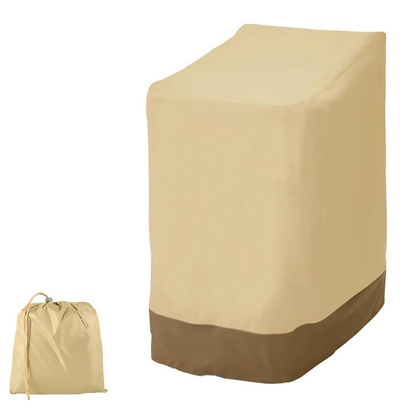 Stackable Lawn Chair Cover Waterproof Oxford Fabric Outdoor Chair Cover Armchair Protect Covers Garden Furniture Accessories E2S: Apricot