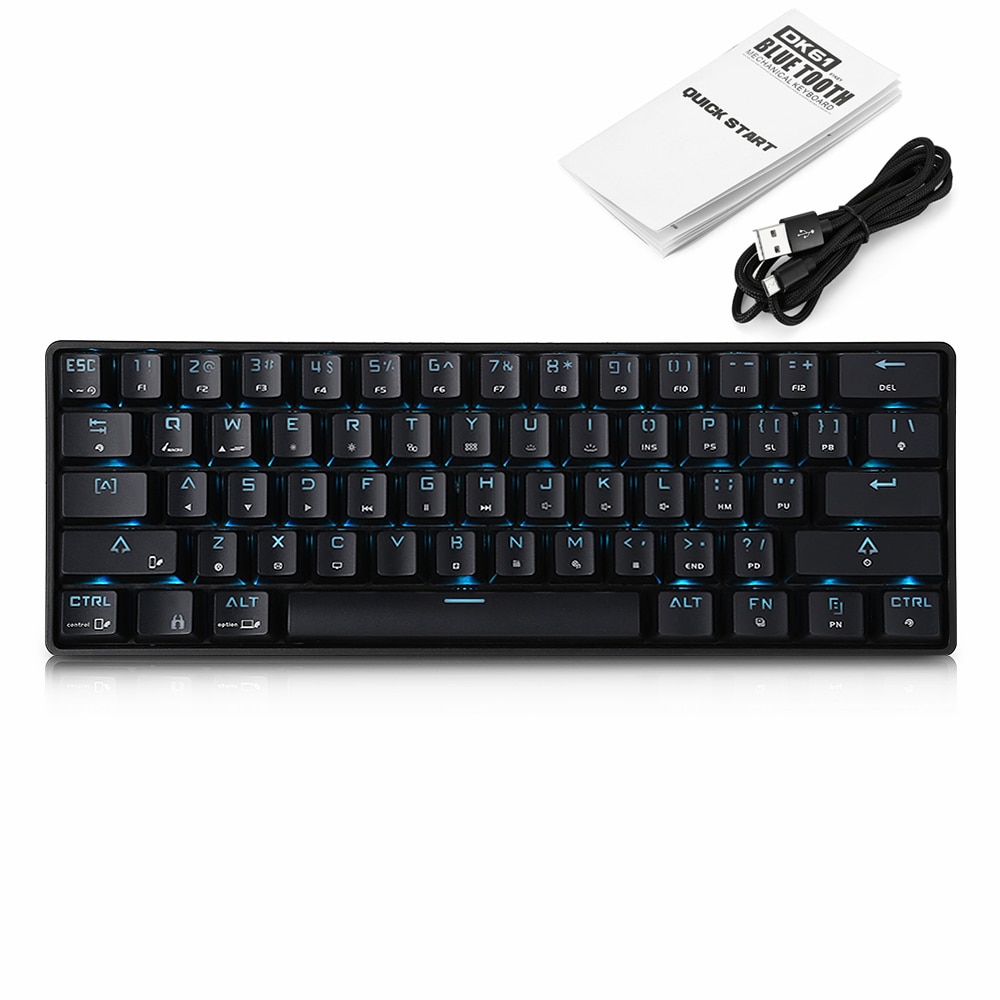 DK61 Wireless Bluetooth Mechanical Keyboard USB Wired Keyboard Blue Switch 61 Keys RGB Backlit Keyboard for Windows Mac Android