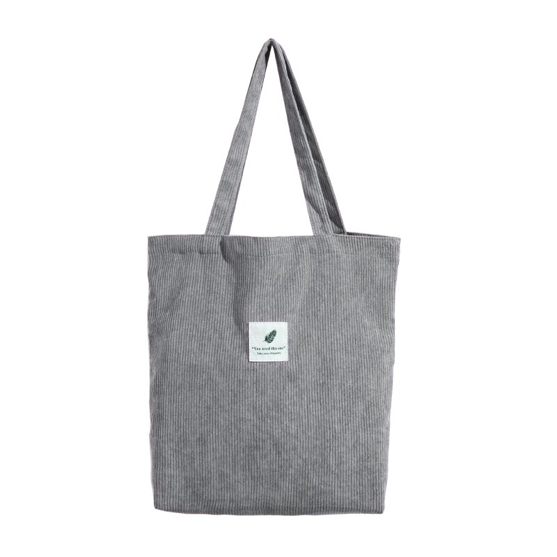 Corduroy Shopping Bag for Women 2022 Female Girls Casual Handbags Soft Reusable Fabric Affordable Shopper Shoulder Totes Bags: gray
