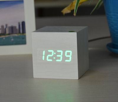 FiBiSonic Upgrade LED Alarm Clock,despertador Temperature Sounds Control LED display desktop Digital table clocks: white green
