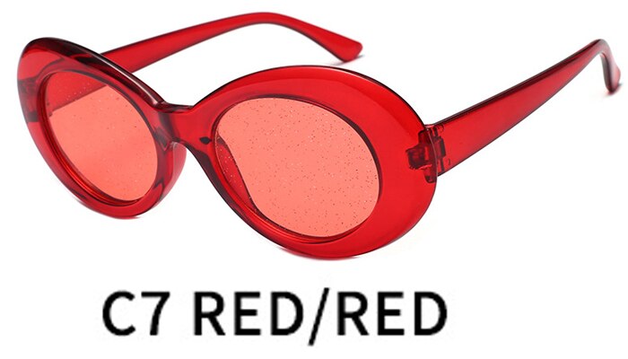 Nirvana Kurt Cobain Sunglasses Women Clout Goggles Pink Oval Sun Glasses Classic Fahion Female Clear Lens Mirror Eyewear UV400: C7
