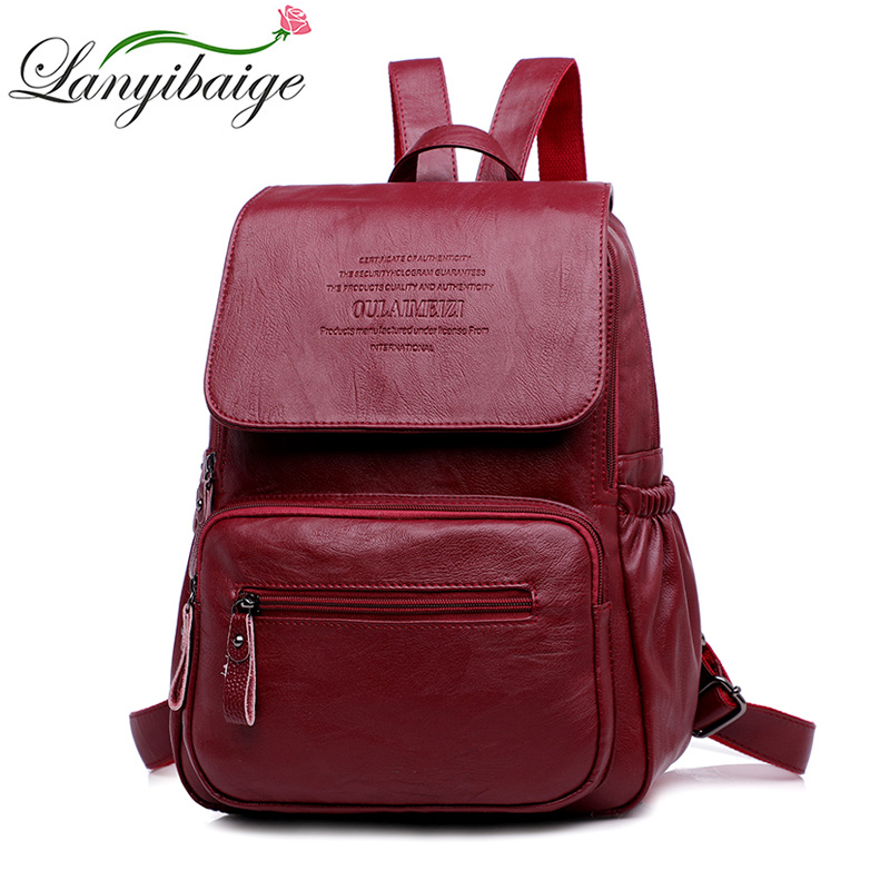 Lanières de luxe femmes sacs à dos de en cuir PU sac à dos femme sacs d'école pour fille grande capacité voyage Ba