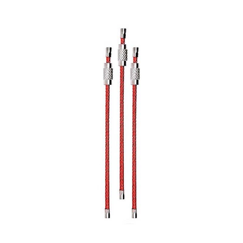 10Pcs Colorful Stainless Steel Wire Keychain Carabiner Key Circle Rope Cable Loop Outdoor Camping Hiking Screw Locking Key Chain: Red