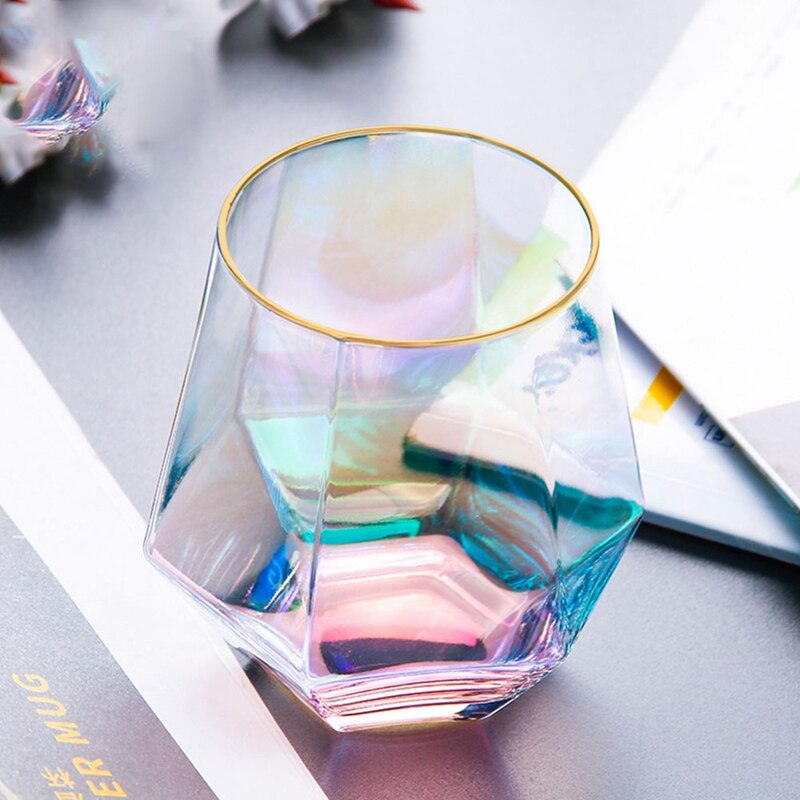 Szkło przezroczyste szklanka diamentowa sześciokątna Whisky koktajl kufel robić piwa gospodarstwa domowego antypoślizgowa szklana filiżanka wody robić mleka kawy